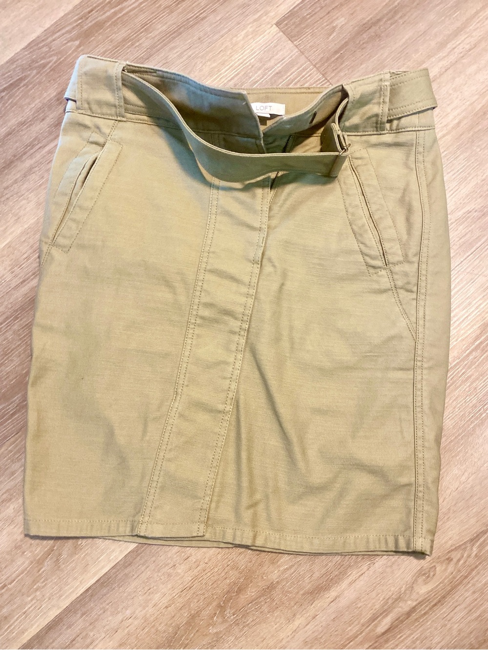 LOFT Olive Belted Pencil Skirt